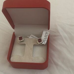 Elegant Ruby and Silver Stud Earrings
